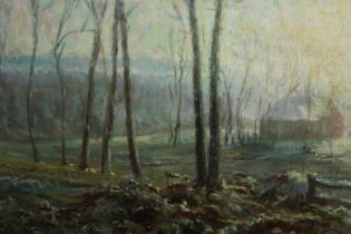 Oil on canvas. Painting. Landscape with tree. Signed 'Warner' lower right. Framed. Twentieth