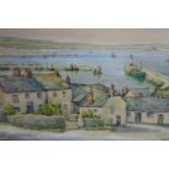 Thomas Herbert Victor (British. 1894-1980). Watercolour. Newlyn, Cornwall. Framed and glazed. H.43