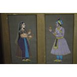 A pair of 19th century Indio-Persian gouaches on paper of a male and female in traditional clothing.