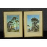 A pair of watercolours. Classical scenes. Framed and glazed. Circa 1930. Each measure H.48 W.