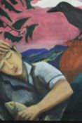 Oil on canvas. A sleeping boy with a fish and crow. H.91 W.76cm.
