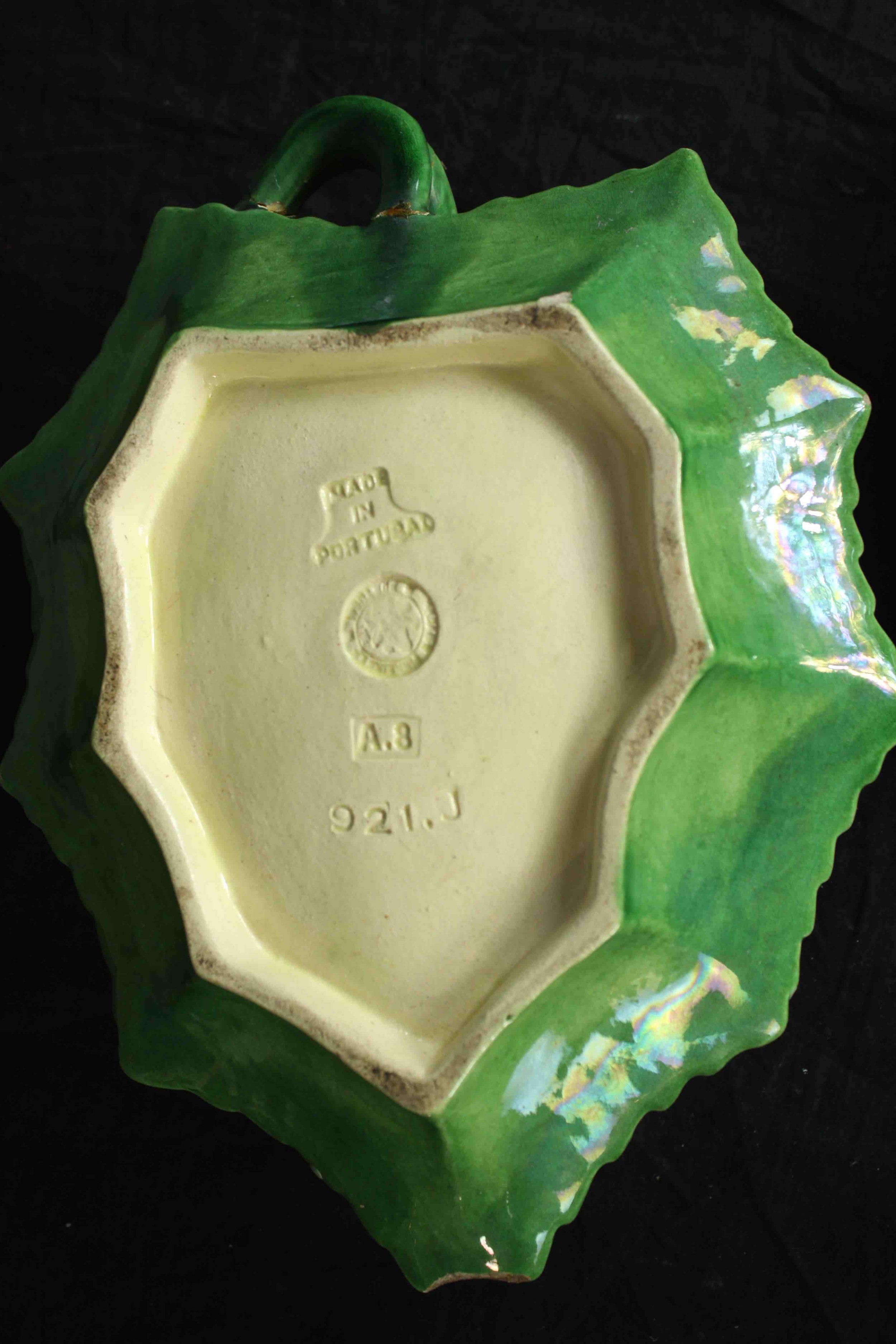 A collection of green and yellow porcelain made by 'L&H' Pottery. Two dishes, a jug, and a lemon - Image 12 of 12