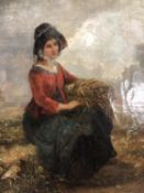 Oil on canvas. Portrait of a woman. Unsigned. Nineteenth century. In a deep and heavily decorated