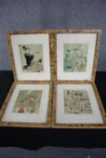 Four Japanese woodblock prints. Signed with the artist's seal. Framed and glazed. Early twentieth