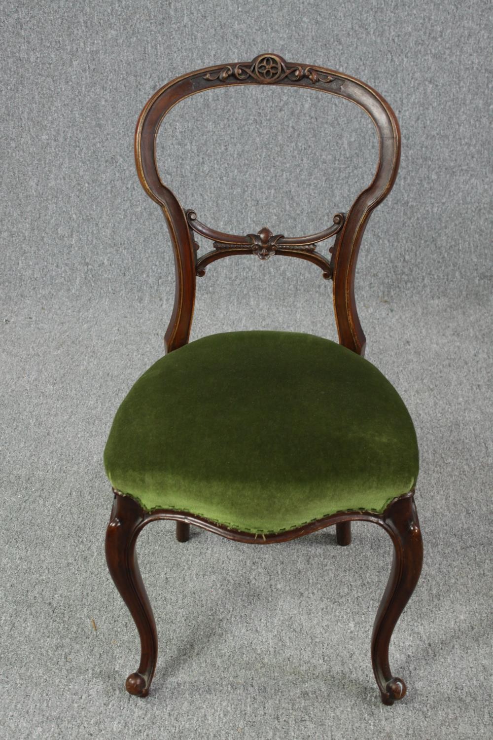 Dining chairs, a set of four Victorian, carved walnut. - Image 2 of 5