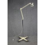 Medical type standing floor lamp. Anglepoise with casters. Circa 1979. H.200 cm