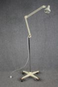 Medical type standing floor lamp. Anglepoise with casters. Circa 1979. H.200 cm