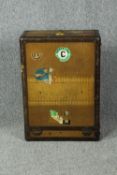 Steamer trunk, vintage leather bound with fitted interior. H.22 W.74 D.51cm.
