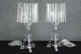 A pair of Kartell 'Bourgie' table lamps, designed in 1994 by Ferruccio Laviani, with a clear