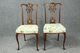 Dining chairs, pair late 19th century mahogany in the Chippendale style