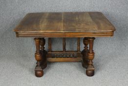 Dining table, extending C.1900 French provincial fruitwood with two extra leaves. H.72 W.122 D.