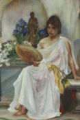 After John William Waterhouse (British, 1849 - 1917), large oil on canvas 'Flora', signed S.
