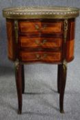 Small chest, Continental kingwood and crossbanded with marble top and ormolu mounts. H.74 W.53 D.