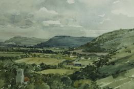 John Edwin Blake (British b. 1927). Watercolour titled on the back 'A view of the Downs Sussex'.
