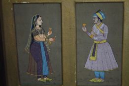 A pair of 19th century Indio-Persian gouaches on paper of a male and female in traditional clothing.