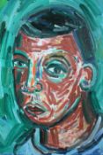 David Somerville. (South African). Self portrait. Acrylic on canvas. Framed. H.65 W.54cm.