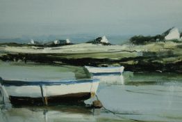 P. L. Dubois. Landscape painting. Harbour scene. Signed lower right. Framed and glazed. H.31 W.61cm.
