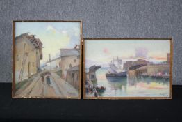 Two oil paintings on board by an unknown artist. Dated 1942 and 1943. Both signed indistinctly