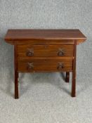 Chest, late 19th century mahogany Arts and Crafts style. L. 92 W. 48 H. 76