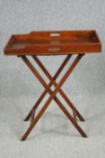 Butler's tray on stand 19th century mahogany. H.90 W.70 D.43cm.