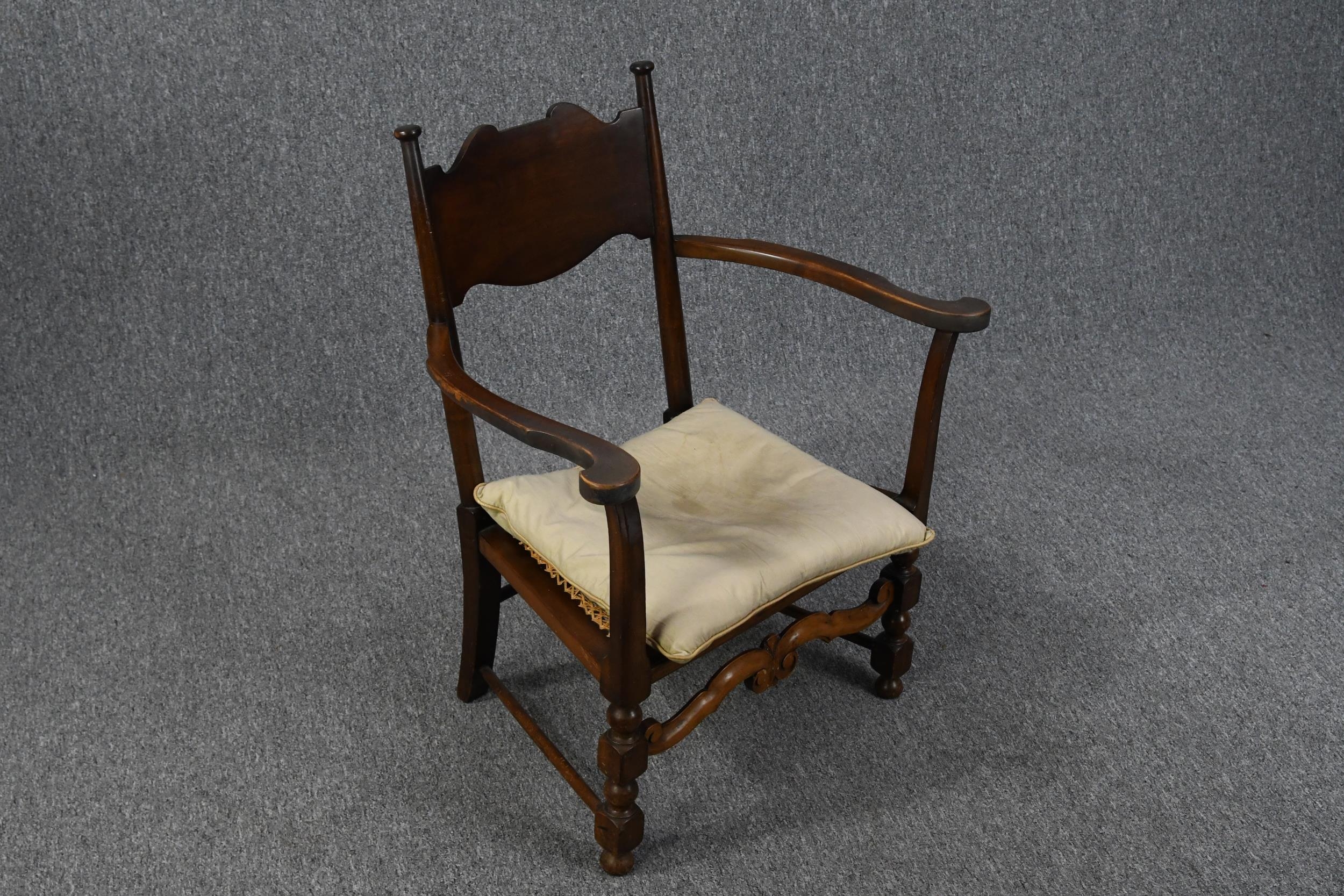 A small low oak open armchair. H.80cm - Image 3 of 4