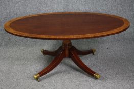 Coffee table, Georgian style mahogany and satinwood crossbanded. H.48 W.120 D.70cm.