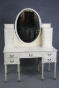 Dressing table, C.1900, painted. H.178 W.130 D.61cm. (In need of assembly and some repair).