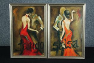 Tango and Salsa. A diptych of two prints. Both signed bottom right. H.50 W.34 cm.