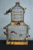 A large birdcage. Probably Chinese. Decorated with birds. H.92 W.49 D.30 cm.