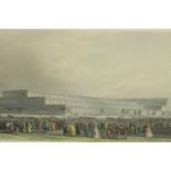 Framed print, engraving. 'A View of The Great Exhibition in Hyde Park'. Circa 1850. Hand coloured.