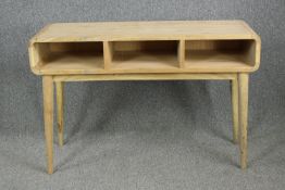 Console table, contemporary unfinished teak. H.80 W.120 D.40cm