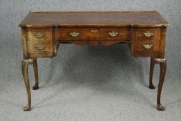Writing table, mid century early Georgian style walnut. In need of some restoration. H.77 W.122 D.