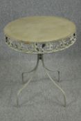Conservatory or garden table, painted wrought metal. H.69 D.61cm.