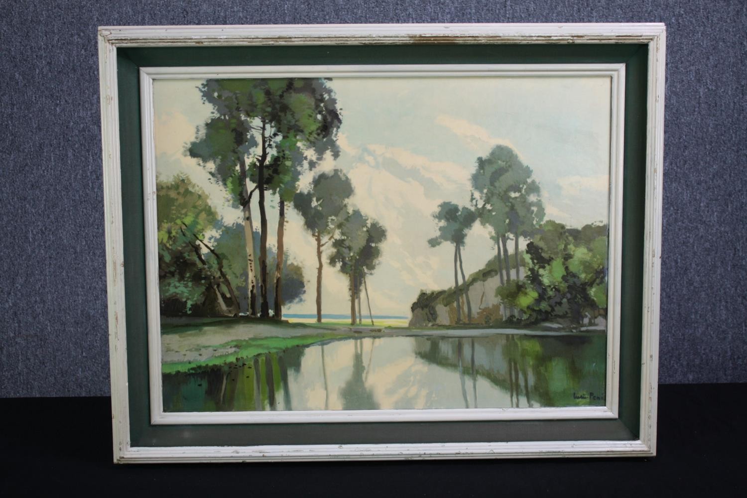 Framed print. Landscape. Signed indistinctly lower right. H.60 W.80 cm. - Image 2 of 4