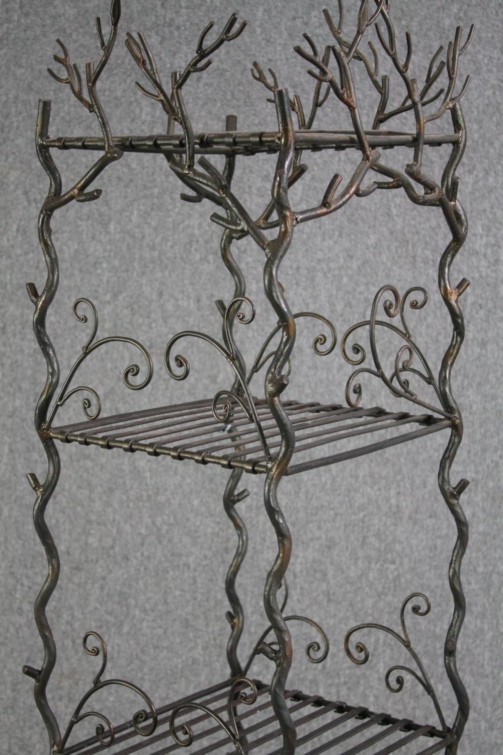 A floor standing iron plant rack or shelves. H.183 W.34 D.34 cm. - Image 3 of 4