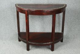Console table, Eastern hardwood with bone and ebony inlay. H.87 W.106 D.52cm.
