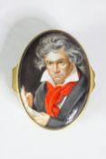 Staffordshire Enamels. Trinket box featuring Ludwig van Beethoven on the lid. Complete in its