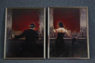 Brent Lynch. Evening Lounge. Diptych, framed prints. Signed in the plate. H.85 W.65 cm. (each)