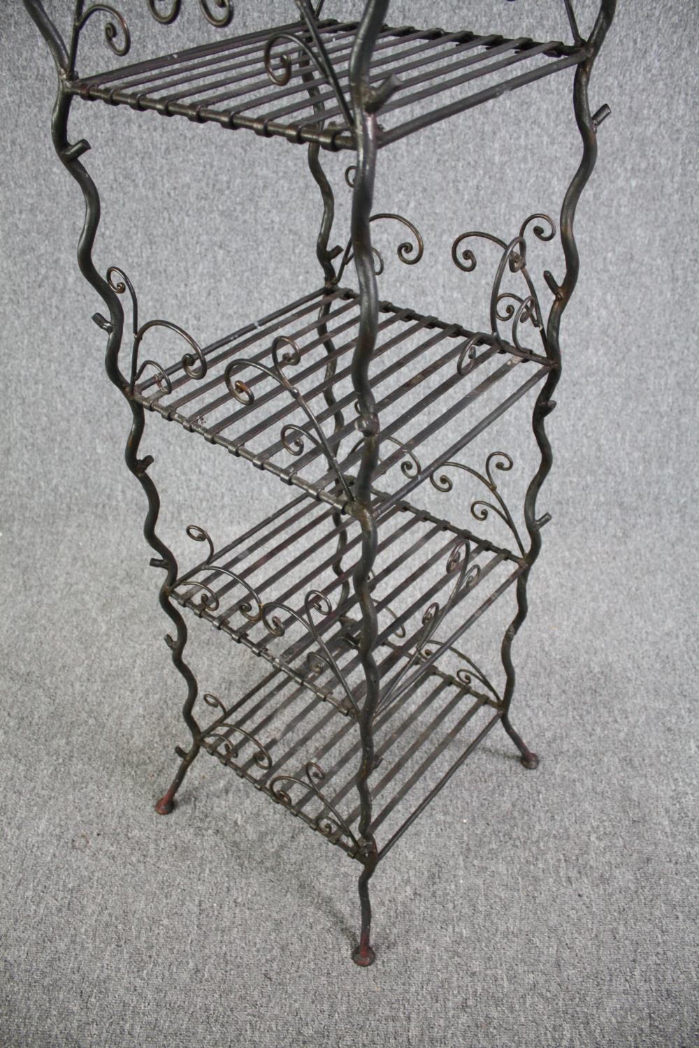 A floor standing iron plant rack or shelves. H.183 W.34 D.34 cm. - Image 4 of 4