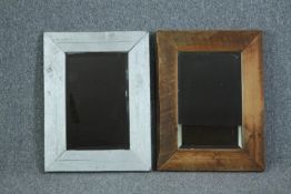 Two very similar mirrors in hardwood frames, one painted. H.65 W.49cm. (each)