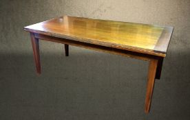 Dining table, antique style oak with two draw leaves and fitted with end drawer. H.78 W.280 (ext)