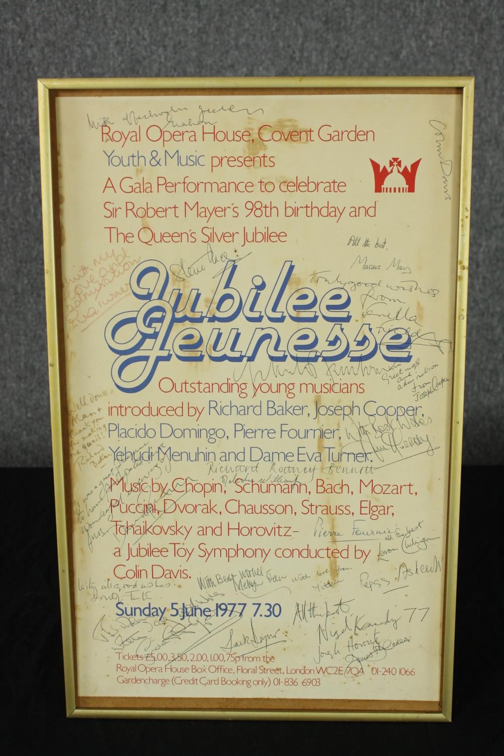 Jubilee opera poster Jun. 06, 1977. To celebrate the 98th birthday of Robert Mayer. Mayer was the - Image 2 of 3