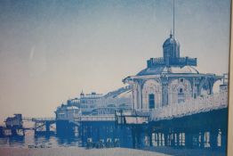 A sepia style print of Brighton Pier. From 'Only a Matter of Time' by Phillip Dunn. H.57 W.67 cm.