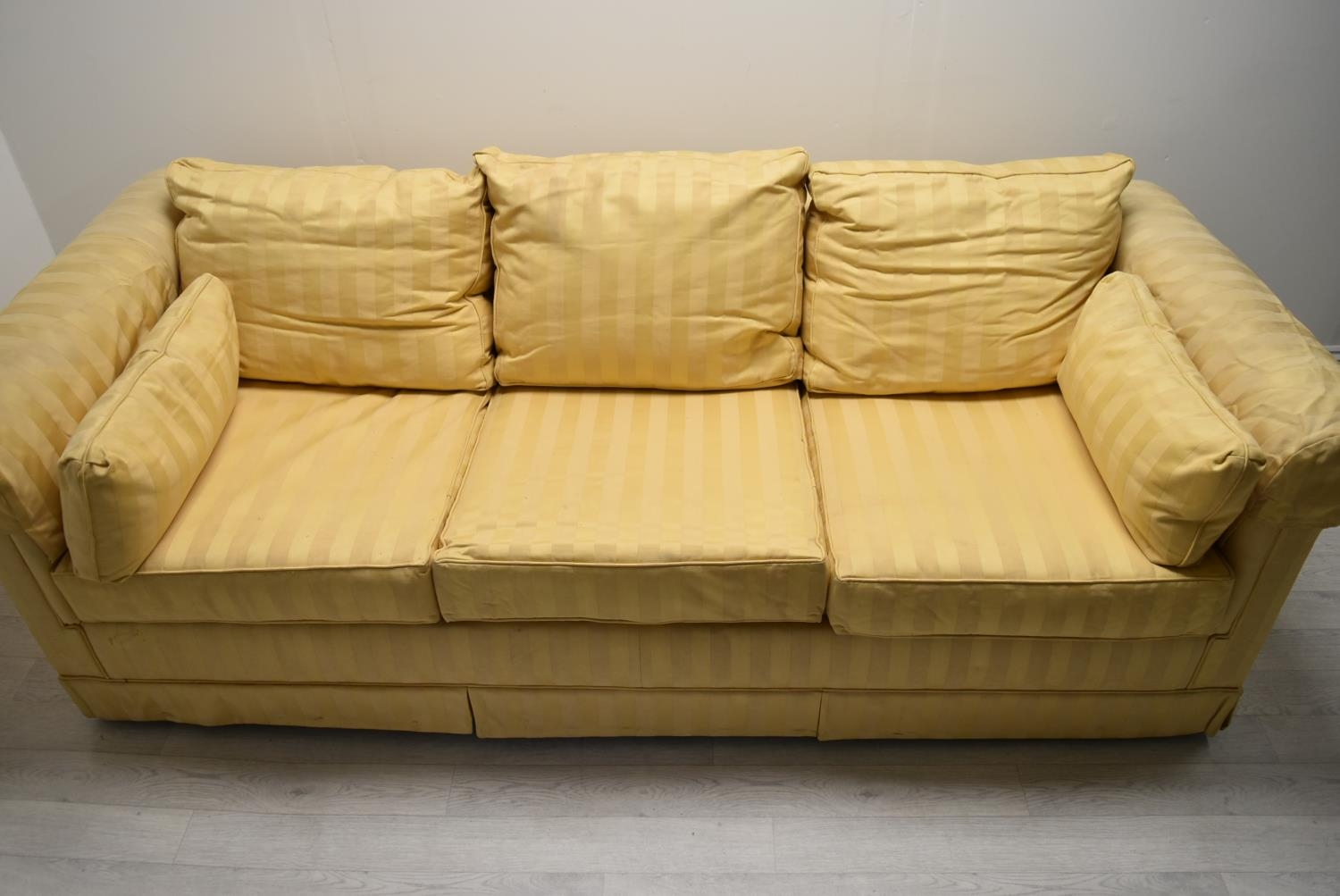 A contemporary three seater sofa bed upholstered in yellow dralon fabric. H.72 W.220 D.94cm - Image 2 of 28