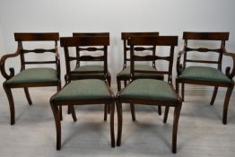 Dining chairs, a set of six Regency style mahogany.