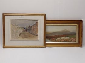 Clement Cowles, a framed and glazed watercolour along with another of a highland landscape. H.44.5