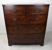 Chest of drawers, Georgian mahogany bowfronted. H.117 W.102 D.60