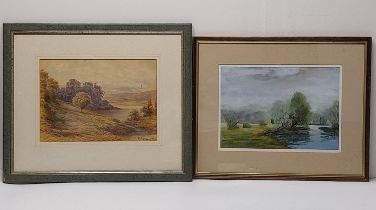 Two framed and glazed watercolours, both riverscapes. H.47 W.56 cm (largest)