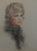 Pastel on paper. Portrait signed Molly Bishop. Framed and glazed. H.84 W.69 cm.