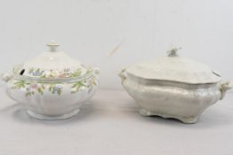 Royal Doulton and Staffordshire. Two soup tureens with floral decoration.